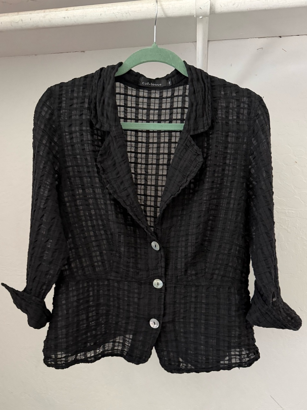 1990s Cut Loose Retro Whimsigoth Sheer Black Peplum Jacket